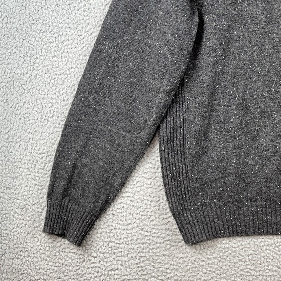 Neiman Marcus Cashmere Sweater Mens Large Gray Donegal Fleck Button Mock Neck L - Picture 9 of 14